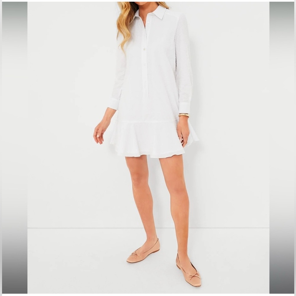 Tuckernuck White Swiss Dot Callahan Shirt Dress